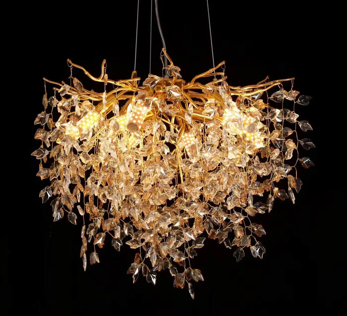 5027 glass maple leaf round crystal chandelier