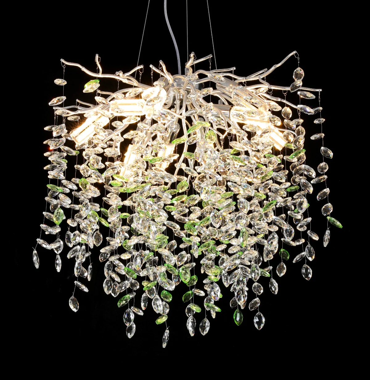 5017 chrome round teardrop crystal branch chandelier