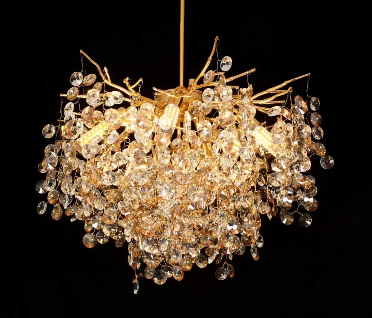 5012 polished gold round coin crystal chandelier wholesale